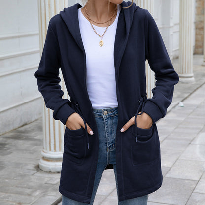 Mid-length hooded trench coat