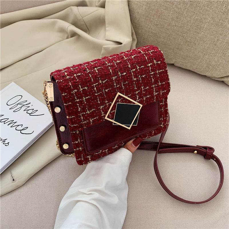 Woolen fashion simple messenger bag female chain bag