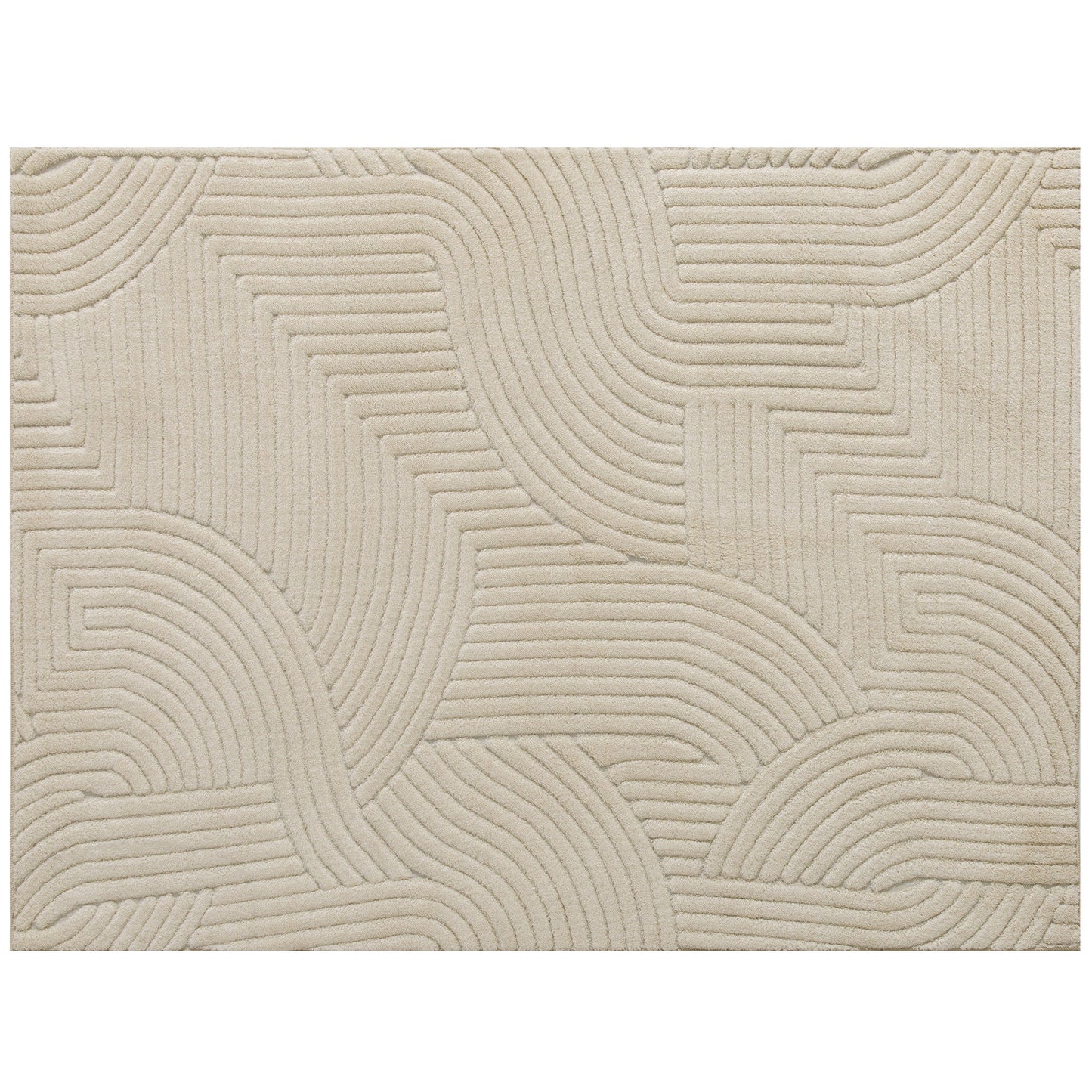 HOMCOM Modern Geometric Rug, Thick Plush, Non-Slip, 200 x 140 cm – Cream, Living Room/Bedroom/Office