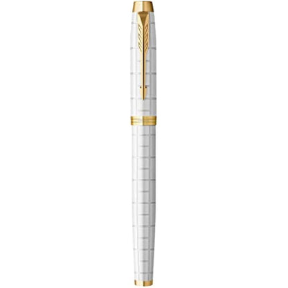 Parker IM Fountain Pen | Premium Pearl Lacquer with Gold Trim | Medium Point with Blue Ink Cartridge | Gift Box