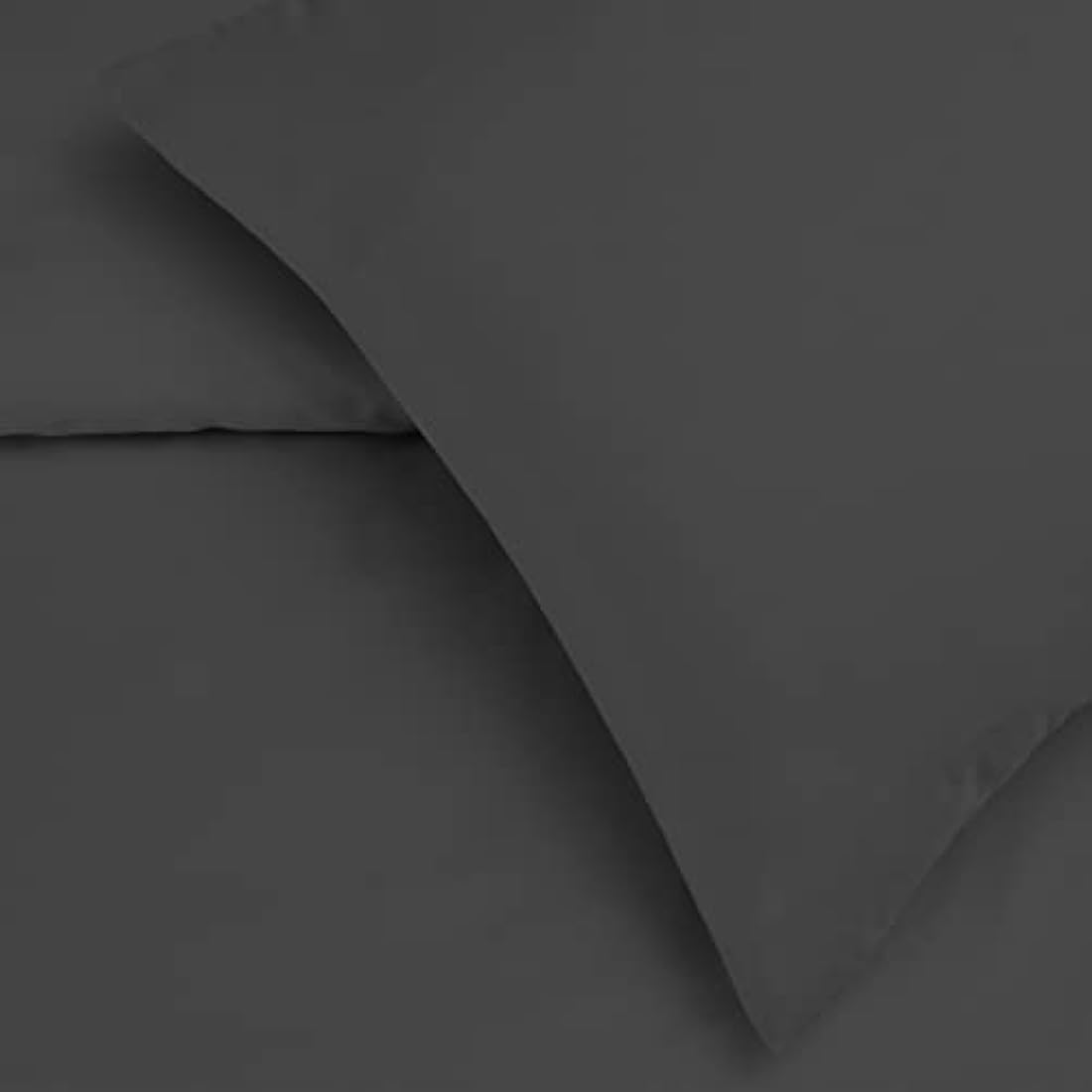 Sleepdown Velvet Cuff Charcoal Grey Panel Band Luxury Soft Cosy Duvet Cover Quilt Bedding Set with Pillowcases - King (220cm x 230cm)