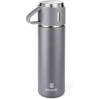 Vacuum Insulated Flask 500ml/16.9oz Stainless Steel Thermo Bottle with Cup for Coffee Water Hot and Cold Drink Flasks.(Gray,Single)
