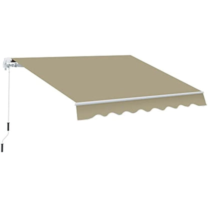 Outsunny 2.5m x 2m Garden Patio Manual Awning Canopy Sun Shade Shelter Retractable with Winding Handle Khaki