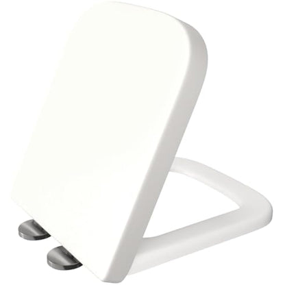 Square Toilet Seat Soft Close Toilet Seat Mute Seat Cover Quick Release Loo Seat Easy Cleaning Easy Installation with Top Fixing & Adjustable Hinges 42L x 36W cm Plastic AAN®