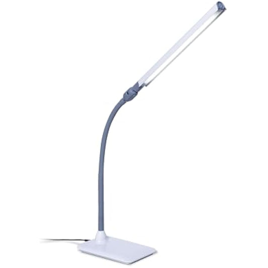 Daylight UnoPro Table - New, 6,000K LEDs, 1,150 Lux, 4 Brightness Levels, Anti-Glare Shade, Flexible Arm, Pivoting Head Joint - Ideal for Sewing, Reading, Crafts - White