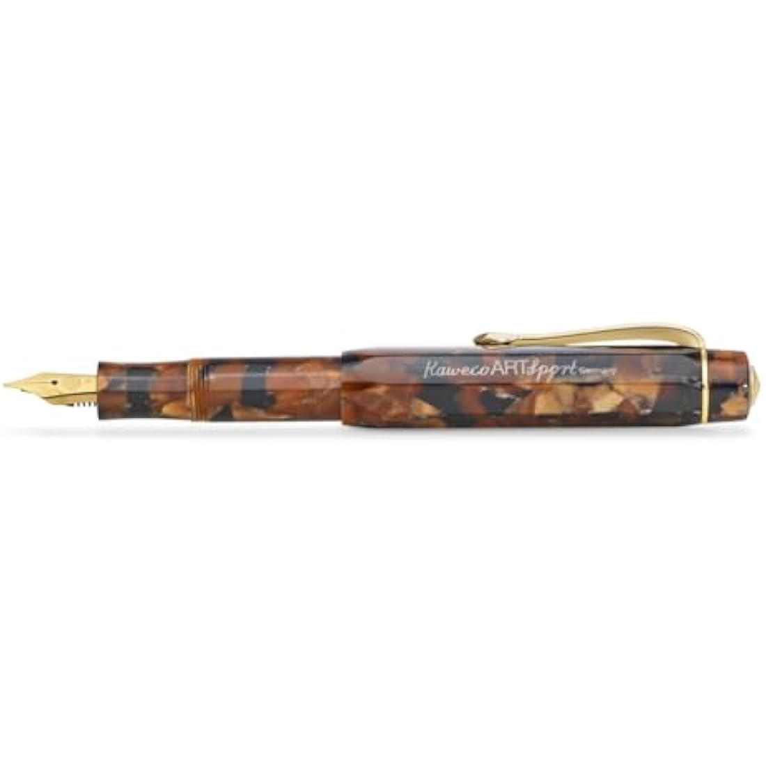 Kaweco ART SPORT Fountain Pen Hickory Brown I Exclusive Acrylic Reservoir Pen for Ink Cartridges With Steel Nib 12.5 cm I Including Metal Box I Nib: M (Medium)