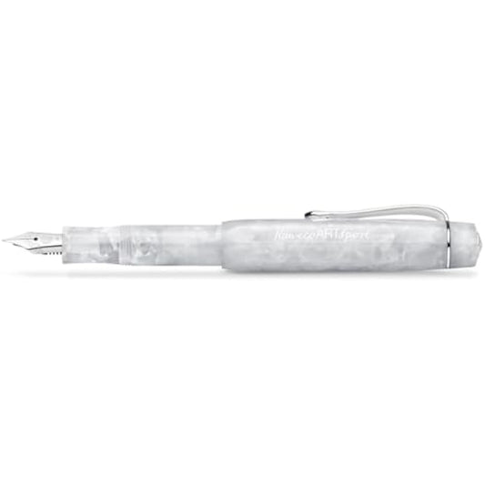 Kaweco ART SPORT Fountain Pen Mineral White I Exclusive Acrylic Reservoir Pen for Ink Cartridges With Steel Nib 12.5 cm I Including Metal Box I Nib: B (Broad)