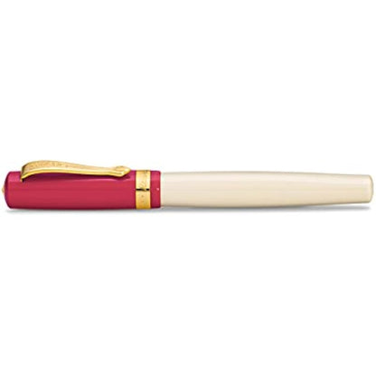 Kaweco STUDENT 30's Blues Fountain Pen I Premium Acrylic Fountain Pen for Ink Cartridges I Nostalgic Fountain Pen in Red and Cream with Golden Details I Student Pen 16 cm I Nib: M (Medium)