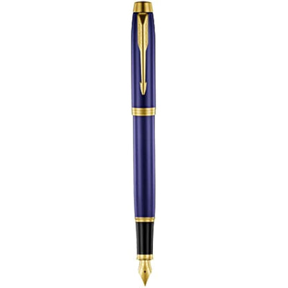 Parker IM Premium Limited Edition Fountain Pen | Lustrous Blue Lacquer with Gold Trims | Fine Gold Nib | Black Ink | Gift Boxed