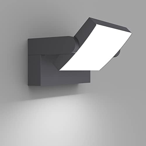 Klighten 24W LED Wall Light Outdoor Indoor Waterproof IP65, Adjustable Aluminum Wall Lamp, Modern Outside Light Mains Powered for Entrance Garden Terrace, 1500LM, Anthracite, Cold White 6000K