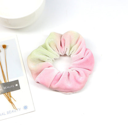 Rainbow color fleece hair ring