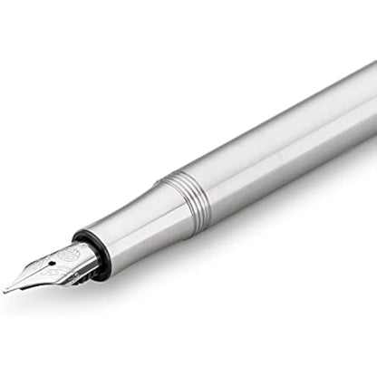 Kaweco LILIPUT Fountain Pen Silver I Premium Aluminium Fountain Pen for Ink Cartridges I Exclusive Fountain Pen 12.5 cm I Nib: BB (Extra Broad)