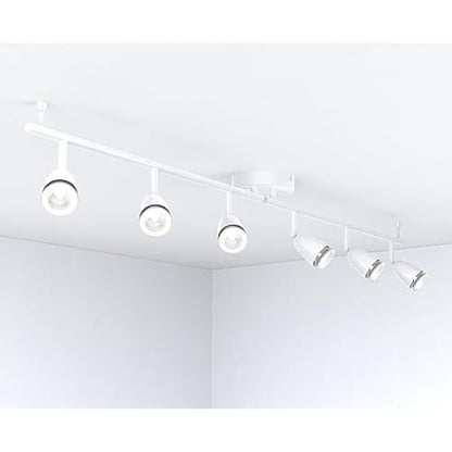 Saxby Lighting Amalfi six spotlight bar, Gloss White Finish, for Living Room, Kitchen, Bedroom