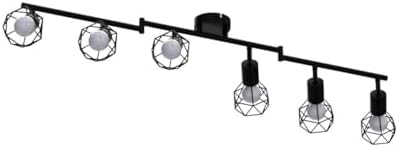 Wall Spotlight Fitting, Retro Rotatable Ceiling Spotlight, Black Metal Iron Lampshade Ceiling Light, Adjustable Wall Lamp for 6 E14 Bulb, Suitable for Living Room Bedroom Kitchen Loft Hallway
