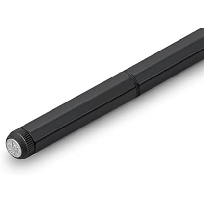Kaweco Special Fountain Pen Black Aluminium in Octagonal Format I Exclusive Fountain Pen for Ink Cartridges Including Gift Metal Box I Nib Width F (Fine)