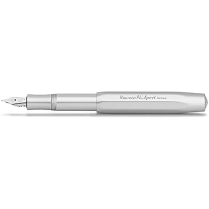 Kaweco AL SPORT Fountain Pen Silver I Premium Fountain Pen for Ink Cartridges I Exclusive Fountain Pen 13 cm I Nib: M (Medium)