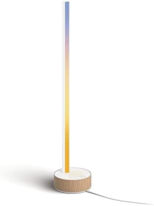 Philips Hue Gradient Signe White & Colour Ambiance [Oak Finish] Smart Table Light LED with Bluetooth. for Bedroom, Livingroom. Works with Alexa, Google Assistant and Apple HomeKit.
