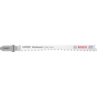 Bosch 5x EXPERT Hardwood 2-side clean T308BFP Jigsaw Blade (for Plastic coated boards, Kitchen countertop, Length 117 mm, Professional Accessory Jigsaw)