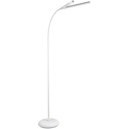 PURElite Natural Daylight Floor Lamp – Twin Lights for Double Power, Flexible LED Floor Light, 4 Colour Brightness Settings, Natural Daylight Bulbs for Reading, Needlework, Sewing, Crafting - White