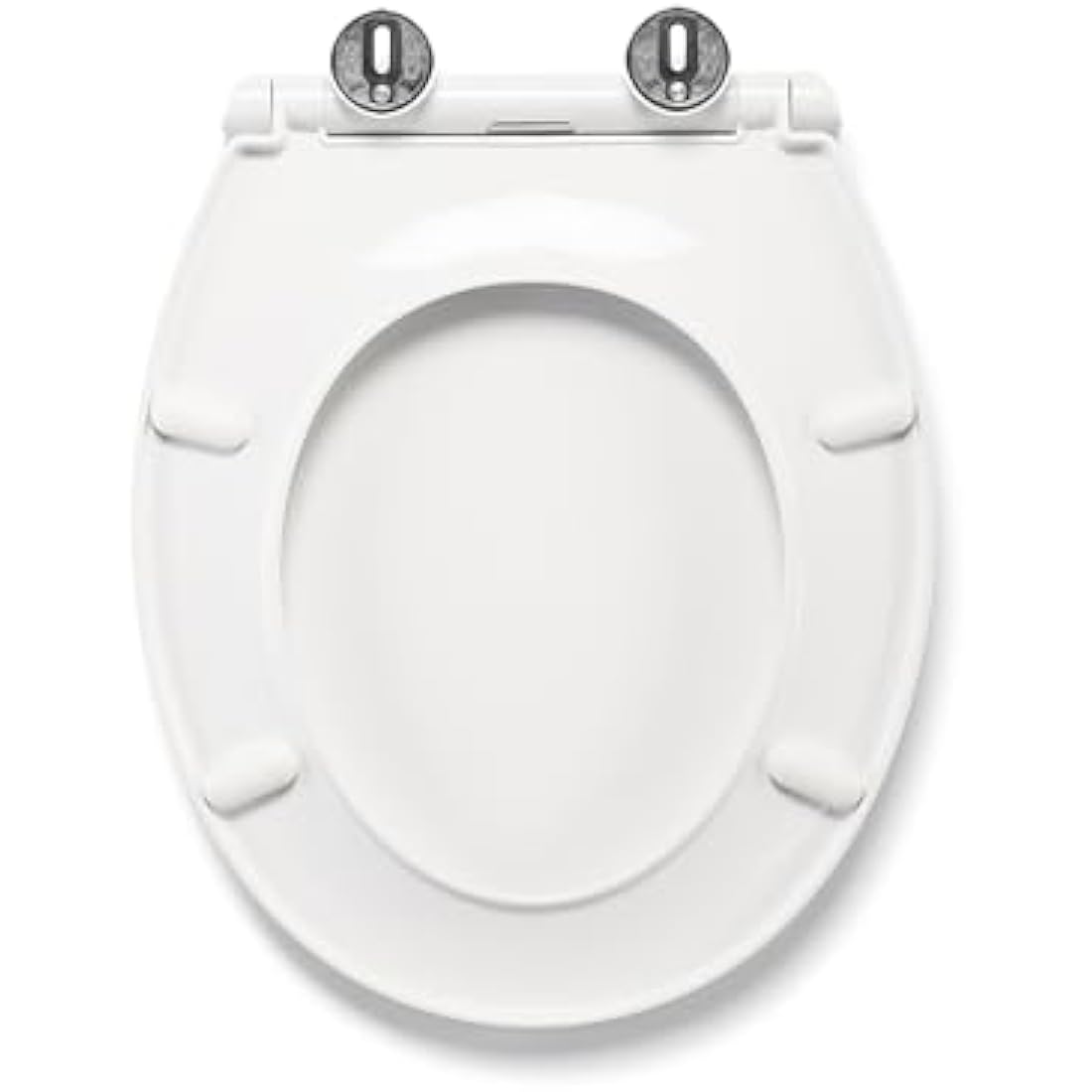 Croydex Capri Oval Toilet Seat Soft Close and Quick Release Button - with Adjustable Hinges to Fit All Standard Toilets, Heavy Duty White Polypropylene, Bottom Fixing