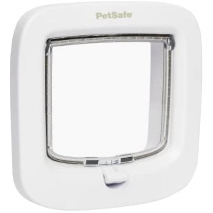 PetSafe Manual-Locking Cat Flap with Easy Install, White, 4 Way Manual Lock, Exclusive Entry, For Cats Up To 7 kg, Energy Efficient