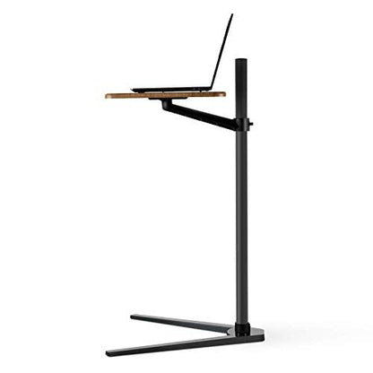Thingy Club Overbed Table Stand, Height Adjustable Tray Side Table for Bed or Sofa Laptop Desk (Black- Hickory Board)