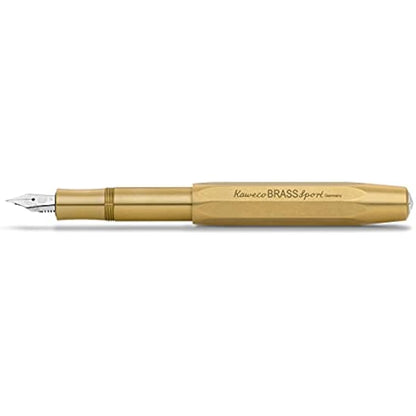 Kaweco BRASS SPORT Fountain Pen I Exclusive Brass Reservoir Pen for Ink Cartridges Including Retro Metal Box I Writing Instrument 13 cm I Nib: B (Broad)