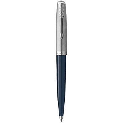 Parker 51 Ballpoint Pen | Midnight Blue Barrel with Chrome Trim | Medium Point with Black Ink Refill | Gift Box