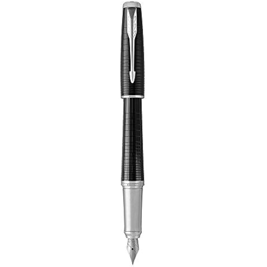 Parker Urban Fountain Pen | Premium Ebony Metal Chiselled | Fine Nib with Blue Ink | Gift Box