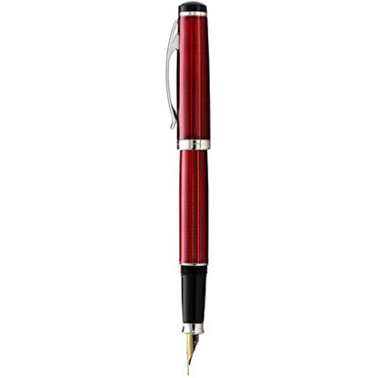 Xezo Incognito Fountain Pen, Fine Nib. Burgundy Red Layered Lacquer with Pure Platinum Plating. Handcrafted and Guilloche Engraved. Limited Edition, Serialized