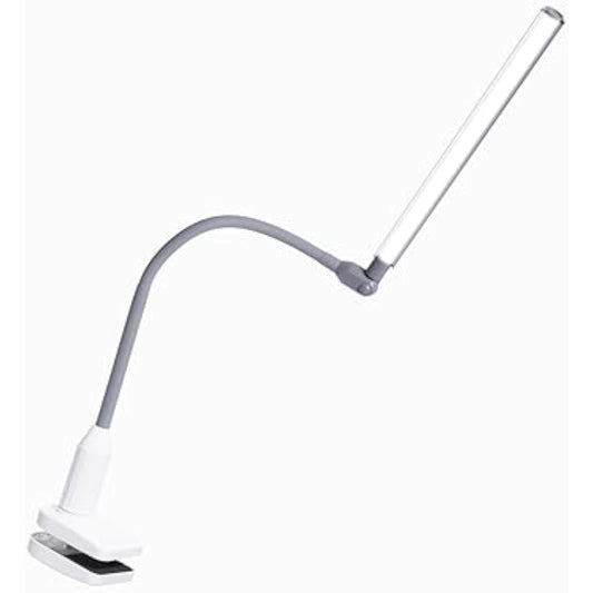 Daylight UnoPro™ Clamp Lamp - High CRI 95 LED (6,000K, 1150 Lux), Anti-Glare Shade, 4 Brightness Levels, Flexible Arm, Sturdy Clamp (White)