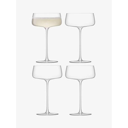 LSA International Metropolitan Champagne Saucer 300ml Clear | Set of 4 | Dishwasher Safe | MW06