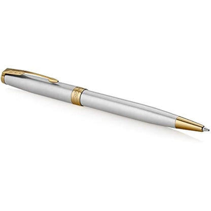 Parker Sonnet Ballpoint Pen | Stainless Steel with Gold Trim | Medium Point | Handwriting Pens & Stationery Supplies | Black Ink | Gift Box