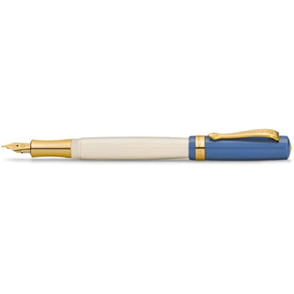 Kaweco STUDENT 50's Rock Fountain Pen I Premium Acrylic Fountain Pen for Ink Cartridges I Nostalgic Fountain Pen in Blue and Cream with Golden Details I Student Pen 16 cm I Nib: EF (Extra Fine)
