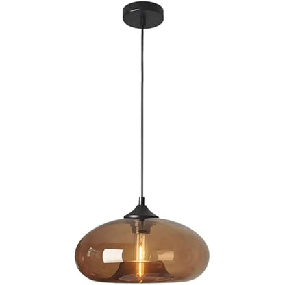 HJXDtech Pendant Light with 28cm Glass Lampsahde, Industrial Vintage Loft Bar E27 Ceiling Hanging Lamp for Kitchen, Dining &Living Room (Brown)