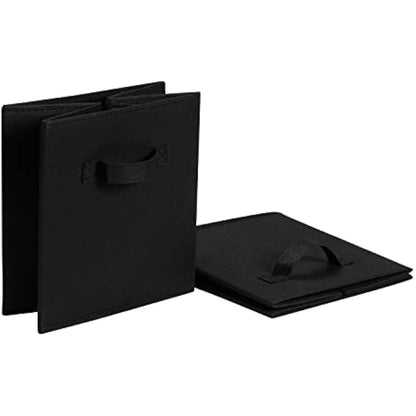 Amazon Basics Collapsible Fabric Storage Cube/Organiser with Handles, Pack of 6, Solid Black, 33 x 33 x 33 cm