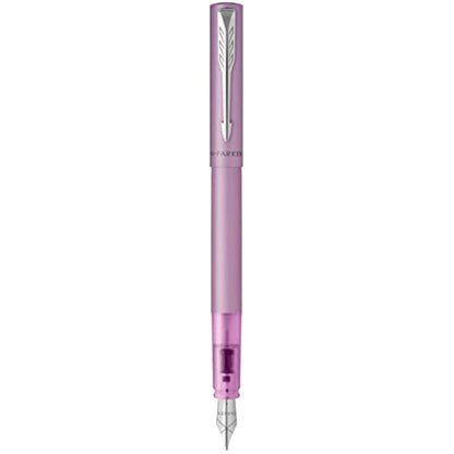Parker Vector XL Fountain Pen | Metallic Lilac Lacquer on Brass | Medium Nib with Blue Ink Refill | Gift Box