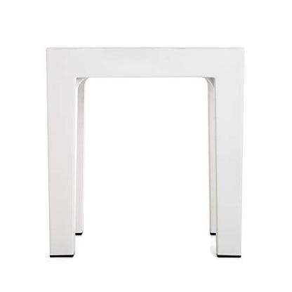 TATAY rectangular stool made of white textured polypropylene, with a wood effect finish. Anti-UV protection, suitable for indoor and outdoor use. Size