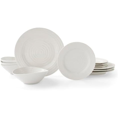 Portmeirion Home & Gifts CPW80002-X Dinner Set, Porcelain, White, 27.9 x 27.9 x 2.5 cm