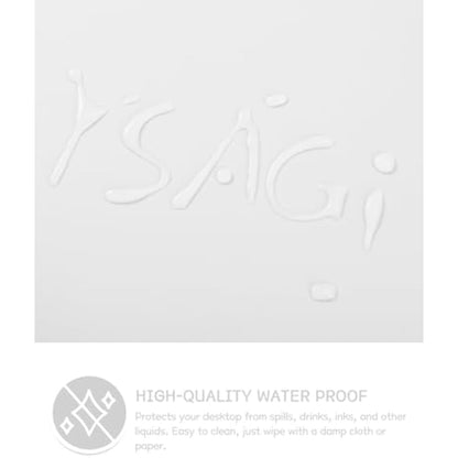 YSAGi Non-Slip Desk Pad, Waterproof PVC Leather Desk Table Protector, Ultra Thin Large Mouse Pad, Easy Clean Laptop Desk Writing Mat for Office Work/Home/Decor (60 x 35 cm, White)