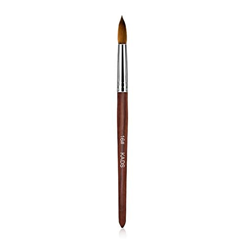 Red Wooden Kolinsky Sable Hair Brush for Professional Nail Art - Acrylic UV Gel Polish Tool (16#)