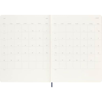 Moleskine Weekly Agenda with Space for Notes 12 Months 2024, Agenda 2024, Size XL 19x25, Soft Cover and Elastic Closure, Colour Sapphire Blue