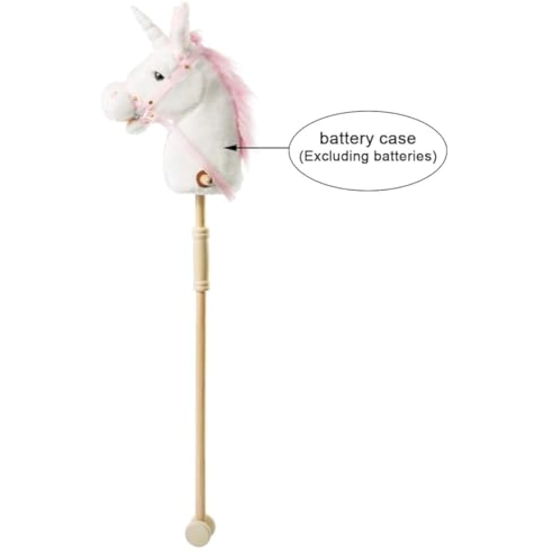 BEJOY Hobby Horse, Stick Horse with Wood Wheels - Real Pony Neighing Galloping Sounds - Plush Unicorn Toy Gift for Kids - White, 36 inches (AA Batteries Required)