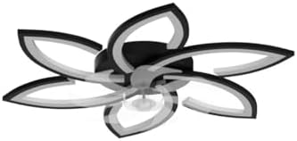 DIDADIDA Silent Ceiling Fan with Light, Ceiling Fan with Remote Control and Lighting APP dimmable Brightness 70W Creative Acrylic Flower Shape Ceiling lamp with Fan (Black)