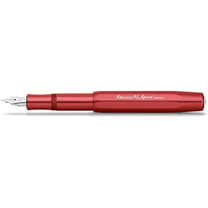 Kaweco AL SPORT Fountain Pen Deep Red I Premium Fountain Pen for Ink Cartridges I Exclusive Fountain Pen 13 cm I Nib: M (Medium)