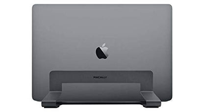 Macally Vertical Laptop Stand for Desk - Adjustable Desk Laptop Holder for Universal Compatibility - Saves Space & Improves Airflow