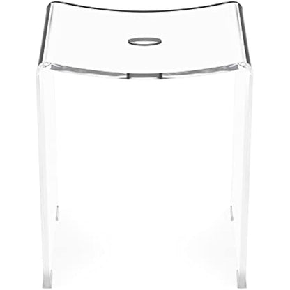 Navaris Clear Acrylic Shower Stool - Waterproof Transparent Chair for Bathroom Kitchen Bedroom - Backless See-Through Modern Seat for Wet or Dry Use