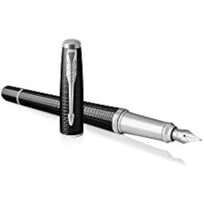 Parker Urban Fountain Pen | Premium Ebony Metal Chiselled | Fine Nib with Blue Ink | Gift Box