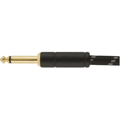 Fender Deluxe Series Instrument Cable 10ft,3m, Braided Shielding and 24K Gold Plated Connectors for Lossless, Pure Sound, Straight,Angled Jack, Black Tweed