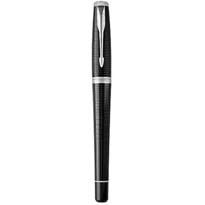 Parker Urban Fountain Pen | Premium Ebony Metal Chiselled | Fine Nib with Blue Ink | Gift Box
